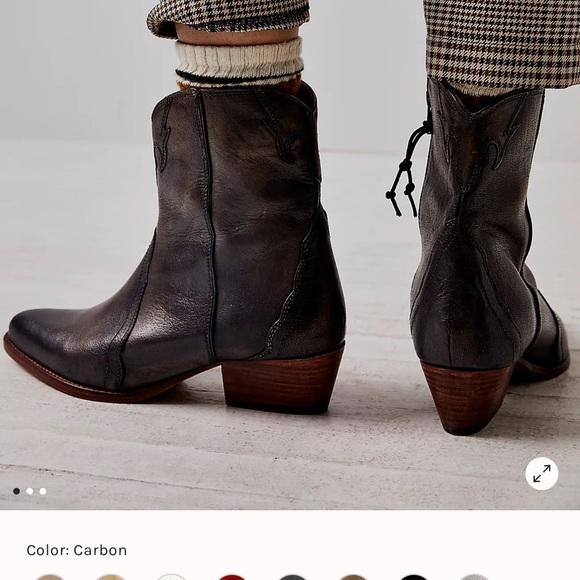 Free People Vintage Black leather cowboy Booties - Picture 4 of 11